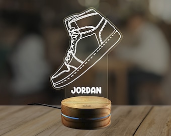 Luz nocturna personalizada para zapatillas, ideas de regalos para zapatillas, regalo para amantes de las zapatillas, regalo para zapatillas KK317