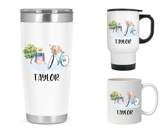 Personalized Cycling Tumbler, Cycling Gift, Cycling Travel Mug, Gift for Cycling Lover, Custom Cycling Mug, Cycling Present KK219