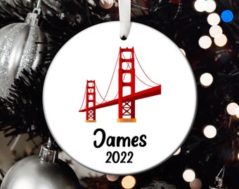 Personalized Golden Gate Bridge Christmas Ornament, Golden Gate Bridge Santa Ornament, Golden Gate Bridge Gift T492