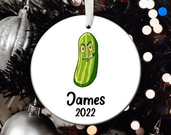 Personalized Pickle Christmas Ornament, Pickle Santa Ornament, Pickle Tree Ornament, Pickle Gift, Custom Pickle Christmas Tree Ornament T364