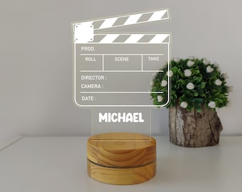 Personalized Director&#39;s Clapboard Night Light, Gift for Cinematographer, Movie Director Gift, Filmmaker Gift, Movie Director Present KK275
