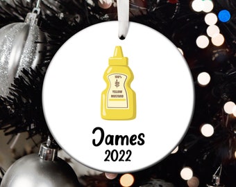 Personalized Yellow Mustard Christmas Ornament, Yellow Mustard Santa Ornament, Yellow Mustard Tree Ornament, Yellow Mustard Gift T665