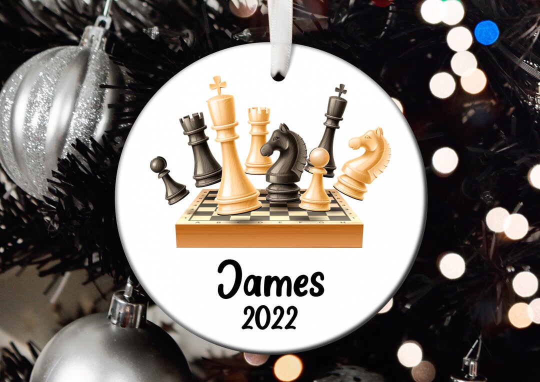 Personalized Chess Christmas Ornament, Chess Santa Ornament, Chess Tree