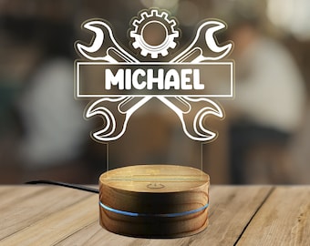 Gepersonaliseerde monteur nachtlampje, automonteur cadeau ideeën, monteur cadeau, monteur verjaardagscadeau, dank u cadeau voor monteur KK279