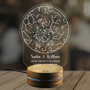 Personalisierte Sternenkarte Nachtlicht, Sternbild Karte, personalisierte Nachthimmel Jubiläumsgeschenk, Sternbild Lampe, Astronomie Geschenk KK295