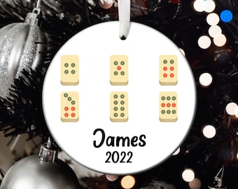 Personalized Mahjong Christmas Ornament, Mahjong Santa Ornament, Mahjong Tree Ornament, Mahjong Gift, Mahjong Christmas Tree Ornament T371