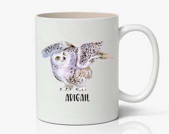 Custom Snowy Owl Mug, Snowy Owl Present, Snowy Owl Tumbler, Snowy Owl Gift, Snowy Owl Travel Mug, Personalized Snowy Owl Cup K157