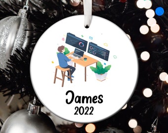 Personalized Computer Programmer Christmas Ornament, Computer Programmer Santa Ornament, Computer Programmer Tree Ornament T254