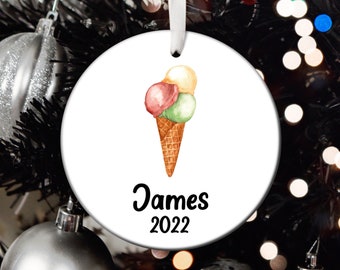 Personalized Ice Cream Christmas Ornament, Ice Cream Santa Ornament, Ice Cream Tree Ornament, Ice Cream Gift T610