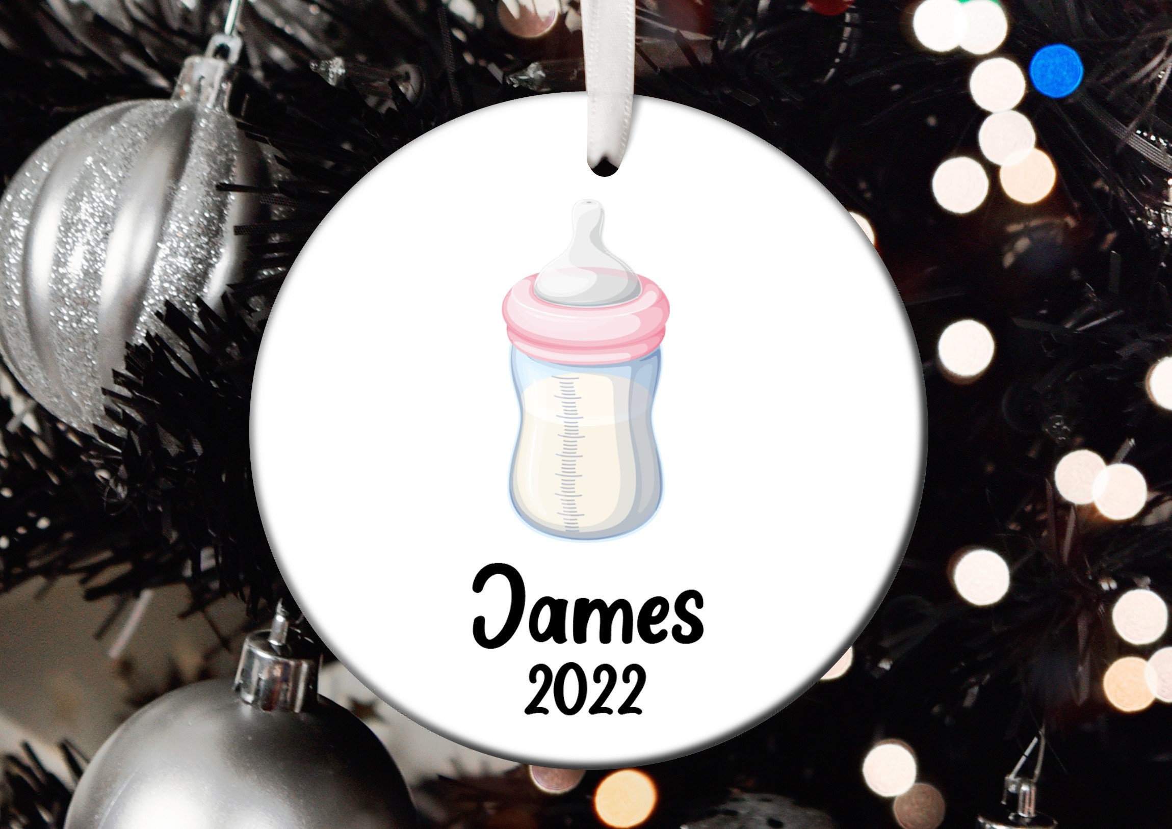 Baby Bottle 2018 Baby's First Christmas Ornament Personalized