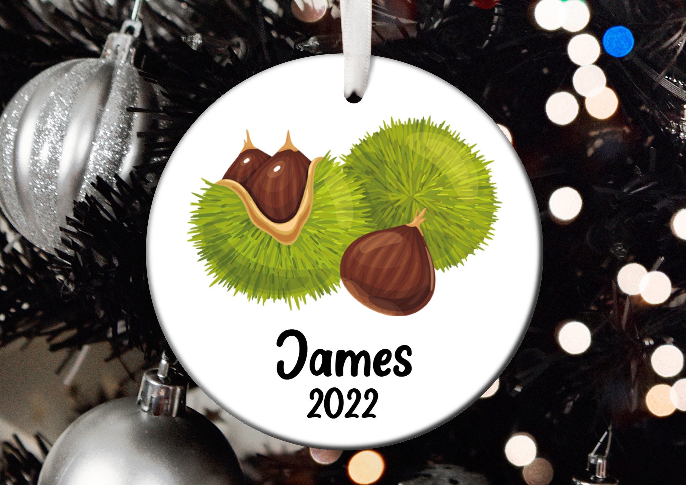 Personalized Chestnut Christmas Ornament, Chestnut Santa Ornament ...