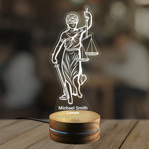 Personalized Lawyer Night Light, Lady Justice Statue Lamp, Law Student Gift Ideas, Attorney Present, Lawyer Graduation Gift KK283