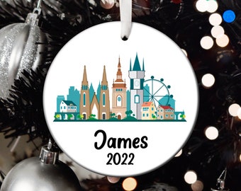 Personalized Prague Christmas Ornament, Prague Santa Ornament, Prague Tree Ornament, Prague Gift, Custom Prague Christmas Tree Ornament T165