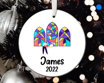 Personalized Stained Glass Christmas Ornament, Stained Glass Santa Ornament, Stained Glass Tree Ornament, Stained Glass Gift T129