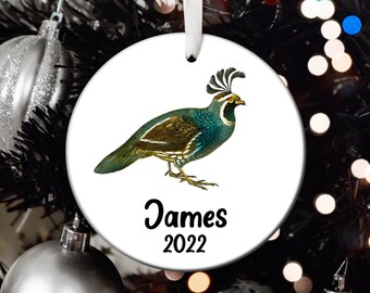Personalized Quail Christmas Ornament, Quail Santa Ornament, Quail Tree Ornament, Quail Gift, Custom Quail Christmas Tree Ornament T537