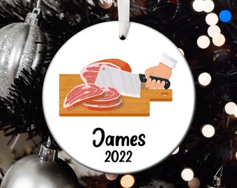 Ornement de Noël de boucher personnalisé, Ornement de père Noël de boucher, Ornement d’arbre de boucher, Cadeau de boucher, Ornement d’arbre de Noël de boucher T213