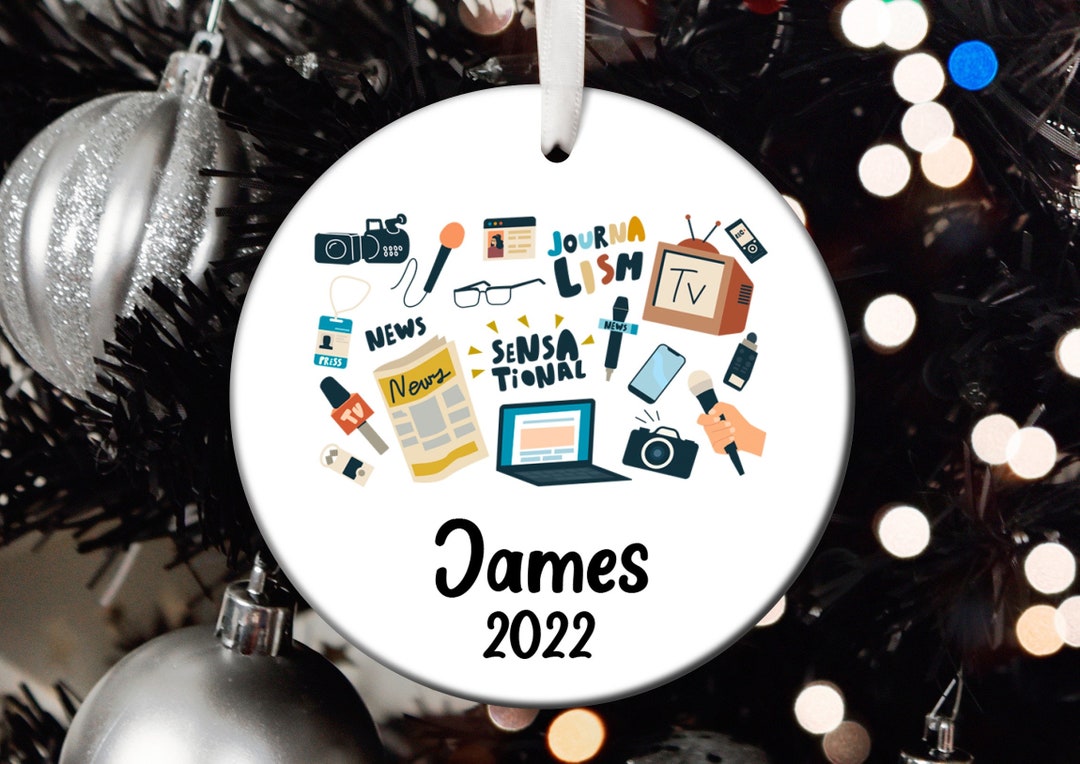 Personalized Journalist Christmas Ornament, Journalist Santa Ornament