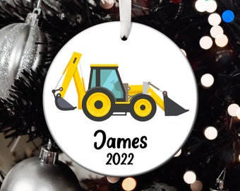 Personalized Backhoe Christmas Ornament, Backhoe Santa Ornament, Backhoe Tree Ornament, Backhoe Gift, Backhoe Christmas Tree Ornament T55