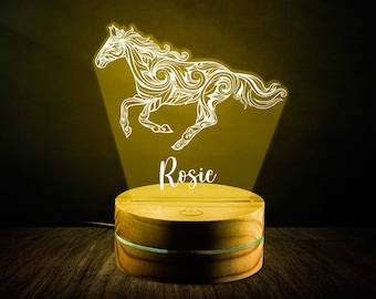 馬の3D LEDランプ、馬好きの方へのギフト、馬のアート、騎手ギフト