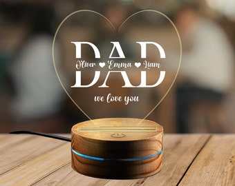 Luce notturna personalizzata per papà, regalo per papà, regalo per la festa del papà, regalo di Natale per papà, regalo per papà, regalo di compleanno per papà KK268