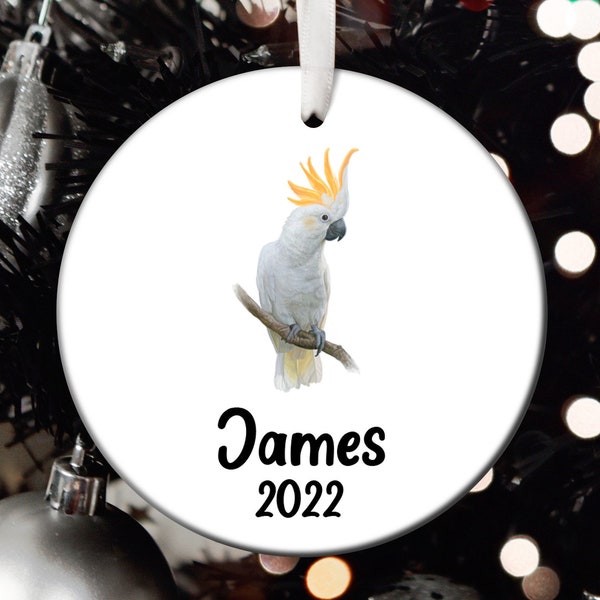 Personalized Cockatoo Christmas Ornament, Cockatoo Santa Ornament, Cockatoo Tree Ornament, Cockatoo Gift T529