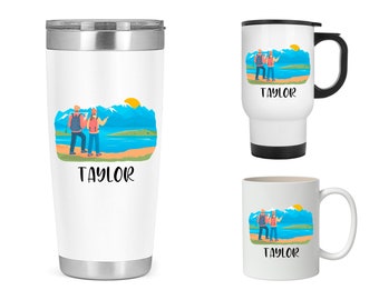 Personalized Hiking Tumbler, Hiking Gift, Hiking Travel Mug, Gift for Hiking Lover, Custom Hiking Mug, Hiking Present KK213