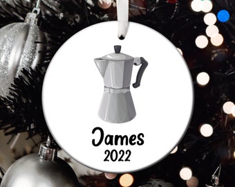 Personalized Moka Pot Christmas Ornament, Moka Pot Santa Ornament, Moka Pot Tree Ornament, Moka Pot Gift T641