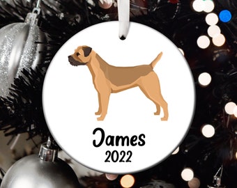 Personalized Border Terrier Christmas Ornament, Border Terrier Santa Ornament, Border Terrier Tree Ornament, Border Terrier Gift T491