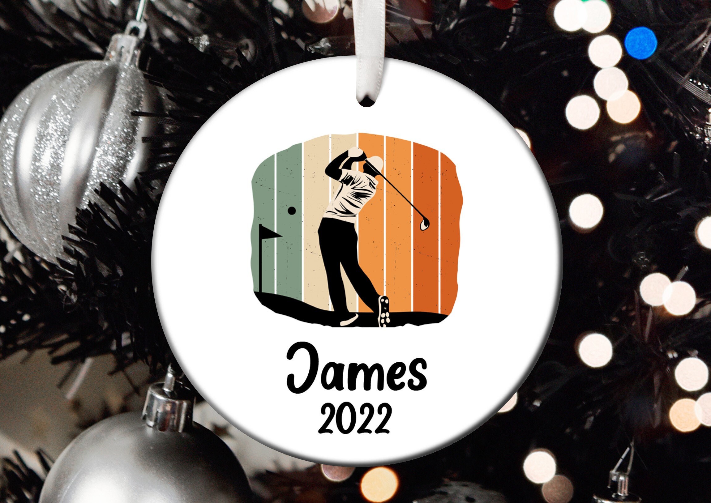 Personalized Golf Christmas Ornament, Golf Santa Ornament, Golf