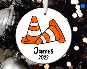 Personalized Traffic Cone Christmas Ornament, Traffic Cone Santa Ornament, Traffic Cone Tree Ornament, Traffic Cone Gift T53