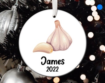 Ornement de Noël personnalisé à l’ail, Ornement de Père Noël à l’ail, Ornement d’arbre à l’ail, Cadeau à l’ail, Ornement d’arbre de Noël à l’ail personnalisé T660