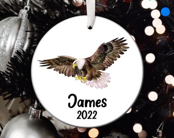 Personalized Eagle Christmas Ornament, Eagle Santa Ornament, Eagle Tree Ornament, Eagle Gift, Custom Eagle Christmas Tree Ornament T553