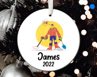 Personalized Metal Detecting Christmas Ornament, Metal Detecting Santa Ornament, Metal Detecting Tree Ornament, Metal Detecting Gift T122