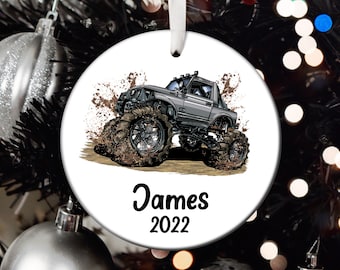 Personalized Monster Truck Christmas Ornament, Monster Truck Santa Ornament, Monster Truck Tree Ornament, Monster Truck Gift T260