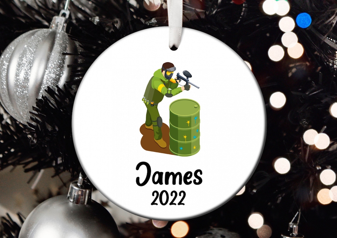 Personalized Paintball Christmas Ornament, Paintball Santa Ornament