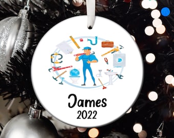 Personalized Plumber Christmas Ornament, Plumber Santa Ornament, Plumber Tree Ornament, Plumber Gift, Plumber Christmas Tree Ornament T186