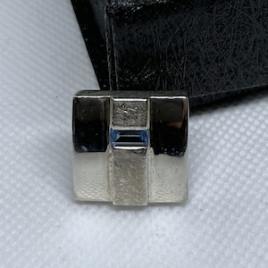 Silver pendant vintage 925 silver square with a blue topaz center brushed design SAN201