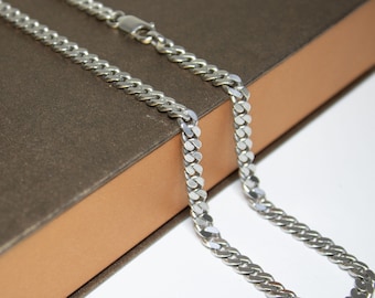 51 cm curb chain flat filed 5.5 mm 925 silver snap clasp SK178