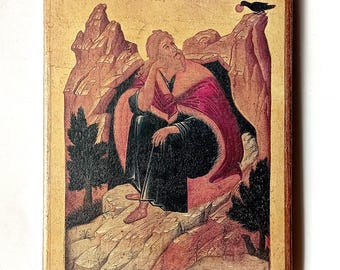 Christian Icon of Saint Winifred of Wales, Handmade, Wooden board