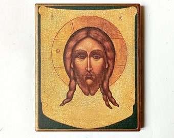 Christian Orthodox Icon The Holy Face, Not Made By Hands, Jesus Christ, Spas, Handmade, Wooden board, 18x14.5cm