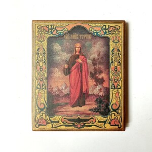 Christian Orthodox Icon of the Saint Holy Martyr Tatiana, Handmade, Wooden board, 17x14.5cm