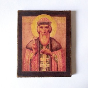 Christian Orthodox Icon of the Holy Prince Vladimir, Икона Святой Князь Владимир, Handmade, Wooden board 18x14.5cm