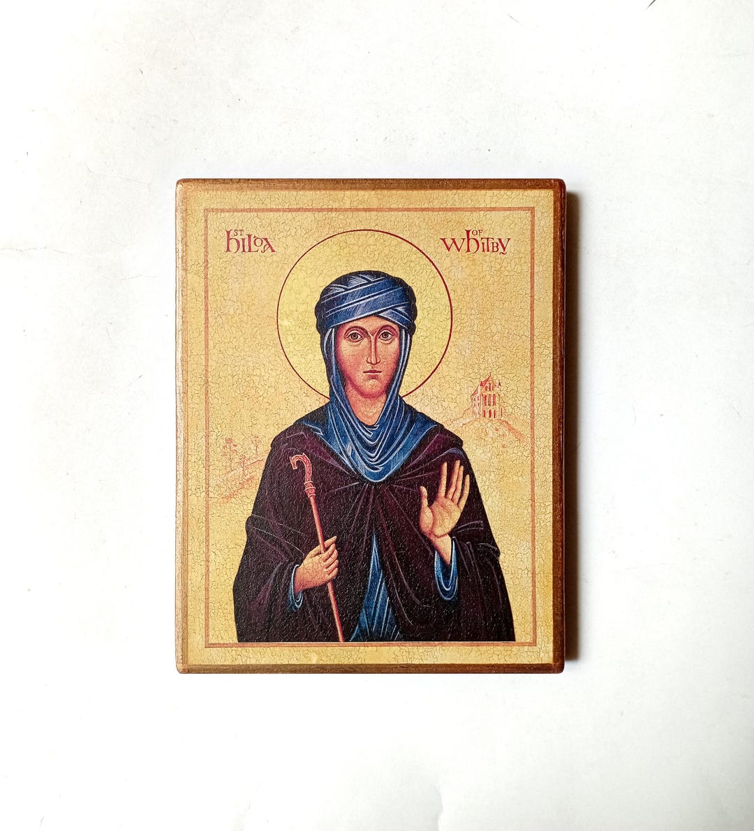 Christian Icon of the Saint Hilda of Whitby, Handmade, Wooden Board, 18 ...