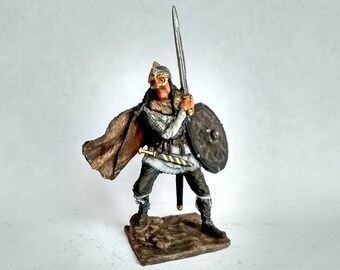 1/32 Viking Warrior w/ horn spear shield Tin Metal Soldier figure 54mm handmade 