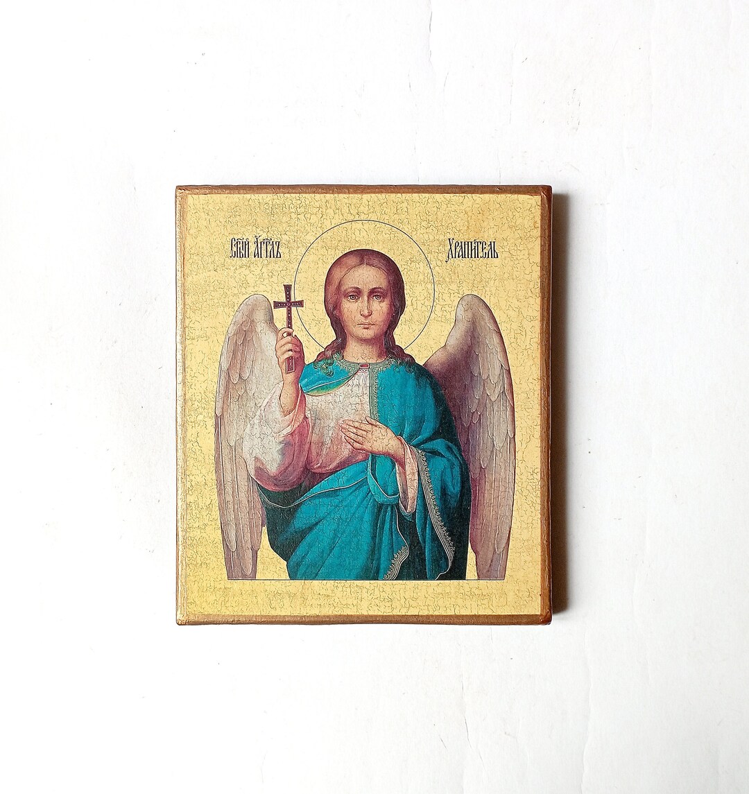 Christian Orthodox Guardian Angel Icon, Икона Ангел Хранитель, Handmade