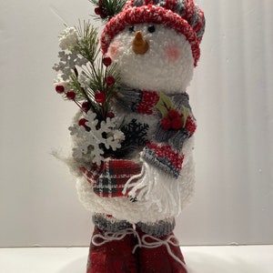 BEST SELLER McMittens Snowman, Plush Standing Snowman, Decorated Standing Snowman, Farmhouse Decor, Snowman Decor