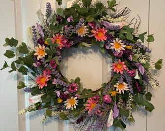 MÁS VENDIDO Corona para puerta principal Corona de primavera para puerta principal Coronas de primavera Coronas de verano para puerta Corona de estilo rústico Decoración de puerta campestre Decoración de primavera