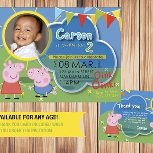Peppa Pig Invitation - Peppa Pig Birthday Party Invitation - Peppa Pig Imprimable - Peppa Pig Invitations - Peppa Pig Merci