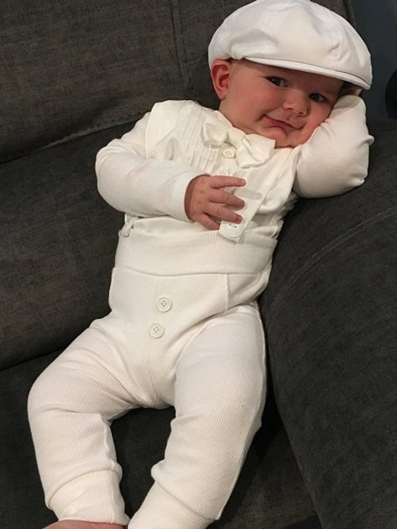 Baby Boy Blessing Outfit, Blessing Outfit, Baptism Outfit, Christening Suit, White Suit, Baby Christening, White Tuxedo, Blessing Suit zdjęcie 9