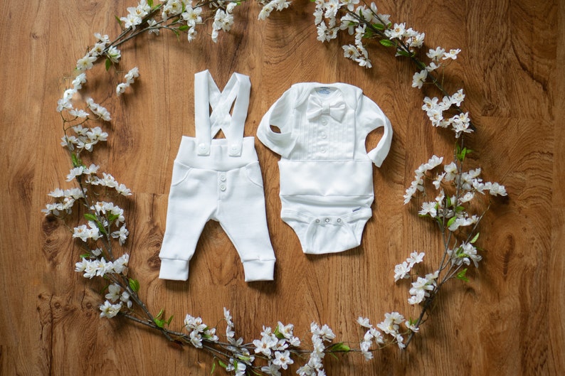 Baby Boy Blessing Outfit, Blessing Outfit, Baptism Outfit, Christening Suit, White Suit, Baby Christening, White Tuxedo, Blessing Suit zdjęcie 1